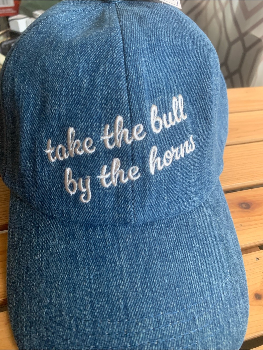 NWT Kacey Lee Denim Cap with 'take the bull by the horns' - bundle is 2 - Picture 4 of 9